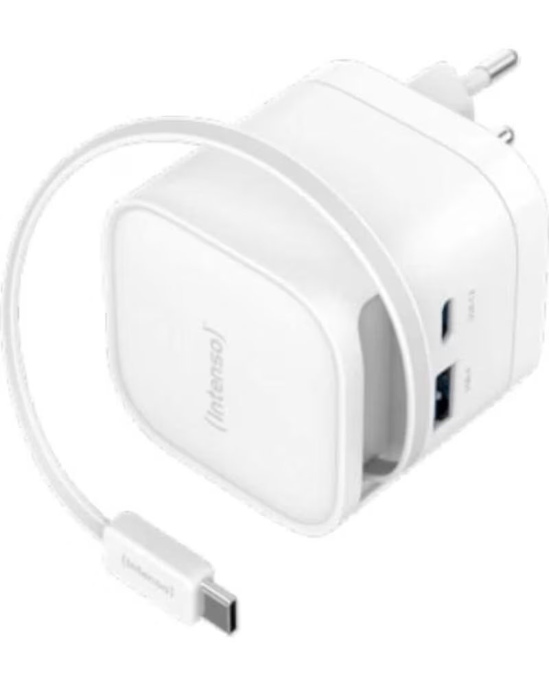 INTENSO Cargador de pared 65w gan w65acic retractil blanco