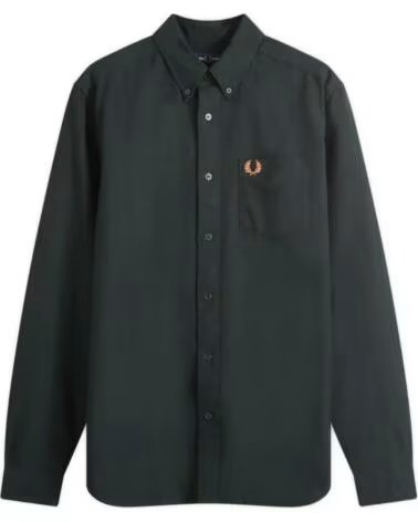 FRED PERRY CAMICIA OXFORD NIGHT GREEN VERDE OSCURO