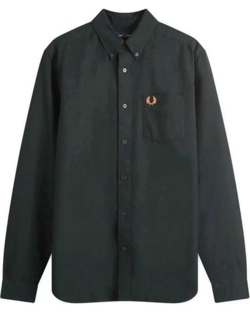 FRED PERRY CAMICIA OXFORD NIGHT GREEN VERDE OSCURO