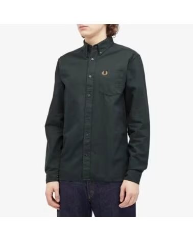 FRED PERRY CAMICIA OXFORD NIGHT GREEN VERDE OSCURO