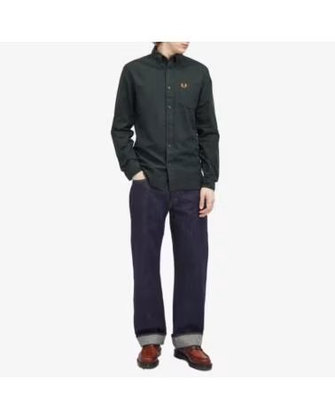 FRED PERRY CAMICIA OXFORD NIGHT GREEN VERDE OSCURO