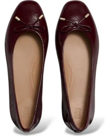 FITFLOP SAPATILHAS DELICATO BOW TEXTURED PATENT BORDÔ ROJO