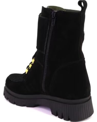 NIVAL TINEO01 BOTAS DE MUJER DE ANTE SERRAJE CON HEBILLA Y CREMALLERA NEGRO