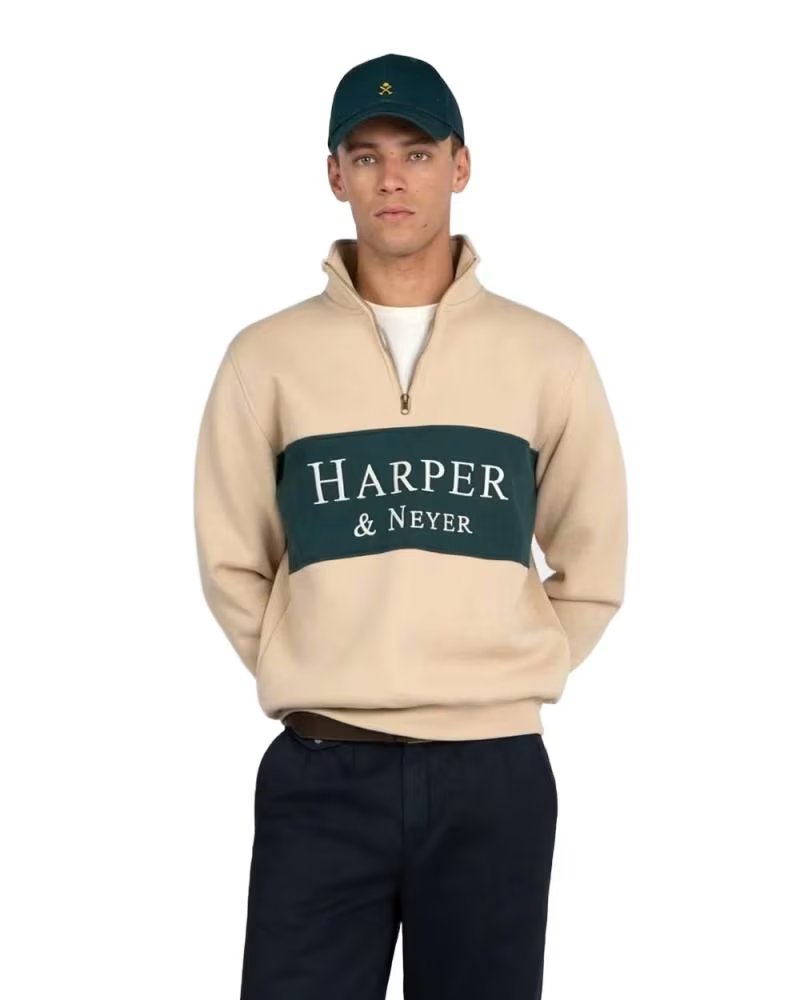 HARPER NEYER SUDADERA HALF ZIPPER BEIGE