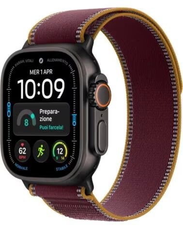 APPLE Watch Ultra 4- GPS- 49mm- Caja de Titanio Negro- Correa Loop Trail Burdeos M-L
