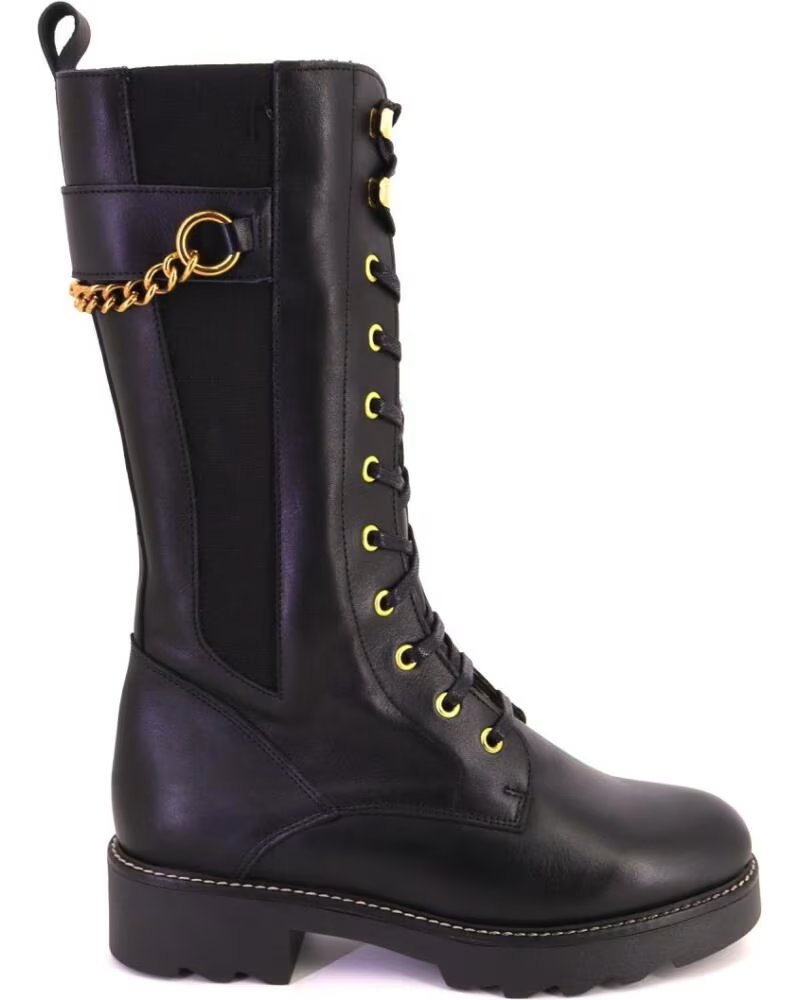 NIVAL CARLA02 BOTTES HAUTES FEMME LACETS ET FERMETURE ÉCLAIR CUIR NEGRO