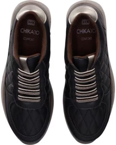 CHIKA10 ST AZULADO 06 NEGRO-BLACK ZAPATOS PIEL MUJER CUÑA BAJA