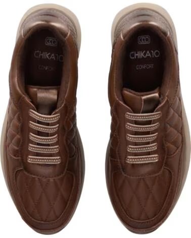CHIKA10 ST AZULADO 06 ZAPATOS DE MUJER EN CUERO CUÑA BAJA CUERO-TAN