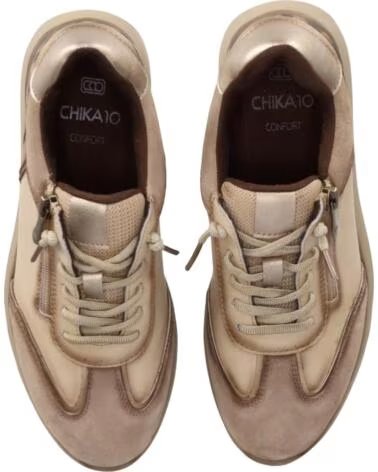CHIKA10 CHAUSSURES CUIR FEMME COMPENSÉES BASSES ST AZULADO 05 BEIG-BEIGE