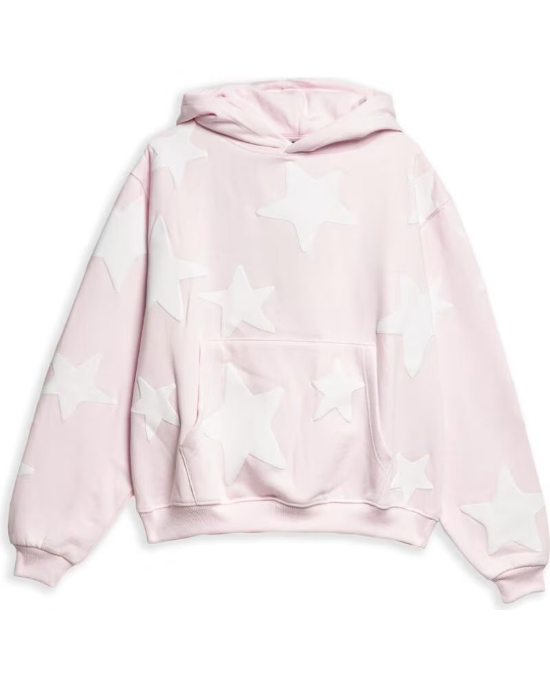 OVER STREET SWEATSHIRT COM CAPUZ FALLING STARS ROSA