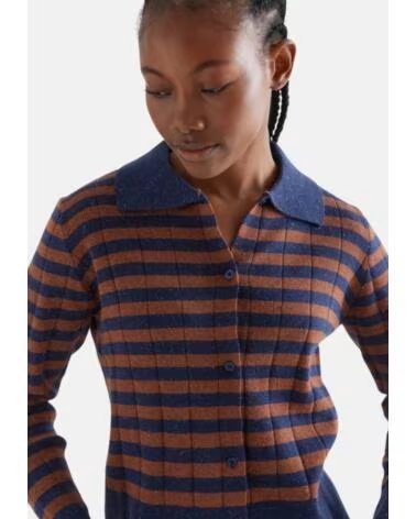 COMPAIA FANTASTICA CARDIGAN ÀS RISCAS MULHER AZUL