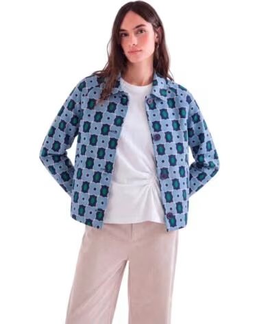 COMPANIA FANTASTICA DAMEN JACKE FLORAL MUSTER BLAU AZUL