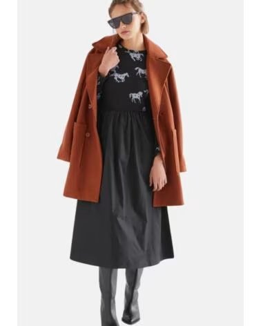 MIDI-KLEID MIT PFERDE-PRINT COMPANIA FANTASTICA SCHWARZ NEGRO