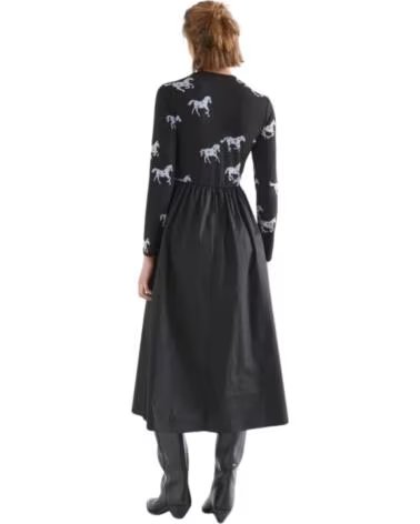 MIDI-KLEID MIT PFERDE-PRINT COMPANIA FANTASTICA SCHWARZ NEGRO