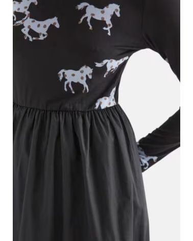 MIDI-KLEID MIT PFERDE-PRINT COMPANIA FANTASTICA SCHWARZ NEGRO