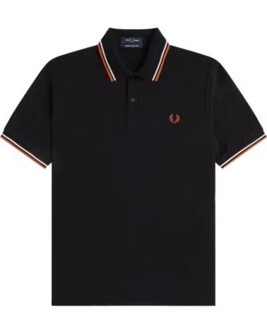 FRED PERRY REISSUES ORIGINAL TWIN TIPPED POLO BLACK TRAMLINE WHITE SUMMER CLAY NEGRO