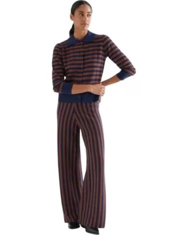 COMPAIA FANTASTICA PANTALONES DE PUNTO RAYADOS MUJER MARRóN