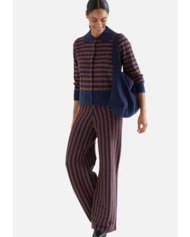 COMPAIA FANTASTICA PANTALONES DE PUNTO RAYADOS MUJER MARRóN