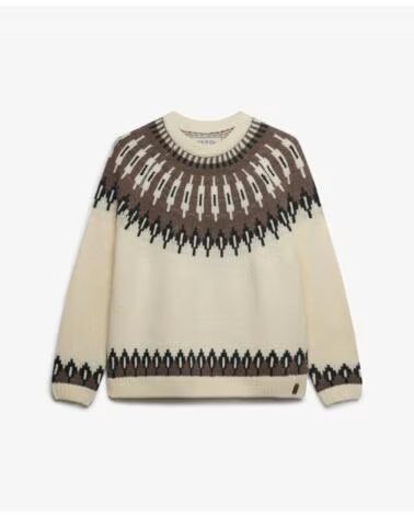 SUPERDRY PULL COL ROND FAIRISLE ECRU VARIOS COLORES