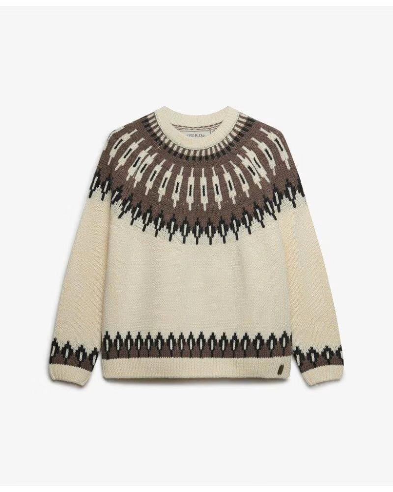 SUPERDRY RUNDHALS-PULLOVER FAIRISLE ECRU VARIOS COLORES