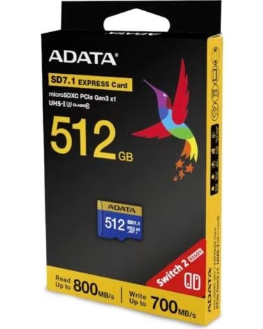 ADATA Extreme microSDXC 512GB SD7 1 Gen3x1 Switch2