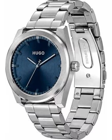 RELÓGIO HUGO 1530361 EM AÇO INOXIDÁVEL COM MOSTRADOR AZUL GRIS