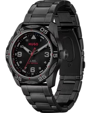 RELÓGIO HUGO 1530333 EM AÇO INOXIDÁVEL PRETO PARA HOMEM NEGRO