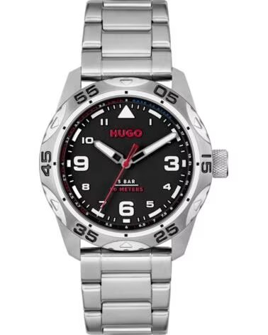 RELÓGIO HUGO 1530332 EM AÇO INOXIDÁVEL PRATEADO E MOSTRADOR PRETO GRIS