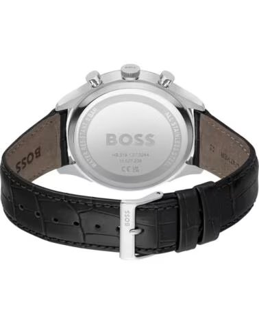 RELÓGIO HUGO BOSS 1514049 COM MOSTRADOR PRETO E PULSEIRA DE COURO NEGRO