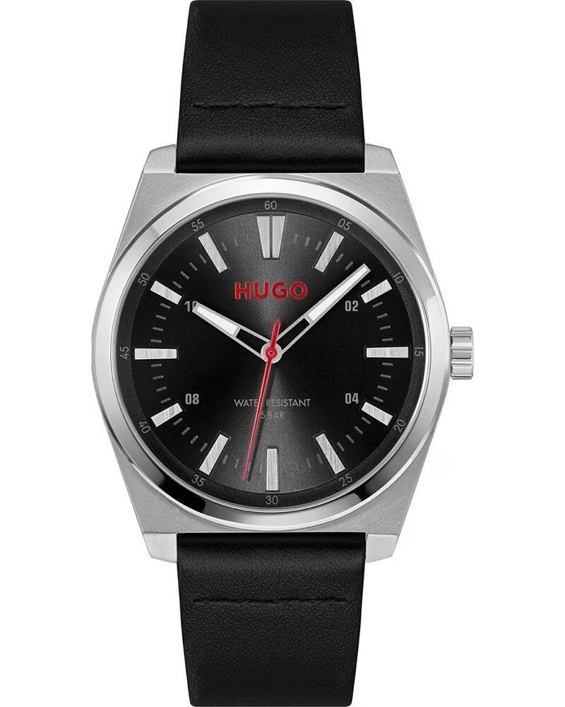 MONTRE HUGO BOSS 1530437 POUR HOMME AVEC BRACELET EN CUIR NOIR NEGRO
