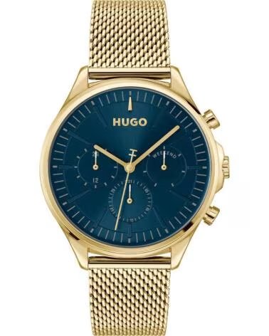 HUGO BOSS 1530410 MONTRE DORÉE AVEC CADRAN BLEU DORADO
