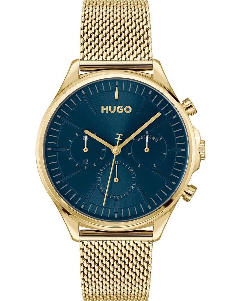 HUGO BOSS 1530410 MONTRE DORÉE AVEC CADRAN BLEU DORADO