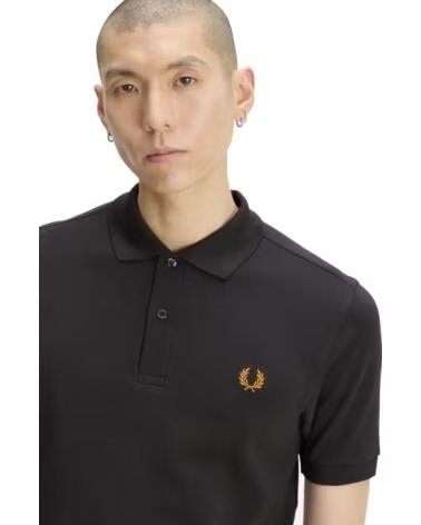 FRED PERRY SLIM FIT EINFARBIGES POLO-SHIRT IN ANKARGRAU UND GOLD