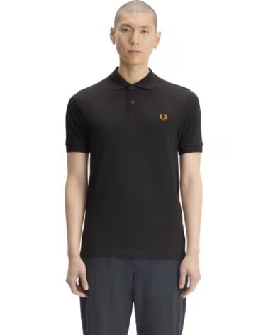 FRED PERRY SLIM FIT EINFARBIGES POLO-SHIRT IN ANKARGRAU UND GOLD