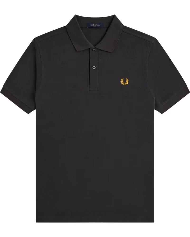FRED PERRY SLIM FIT EINFARBIGES POLO-SHIRT IN ANKARGRAU UND GOLD