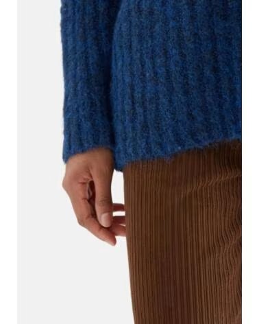COMPAIA FANTASTICA STRICKPULLOVER MIT REVERSKRAGEN UND RIPPENSTRUKTUR