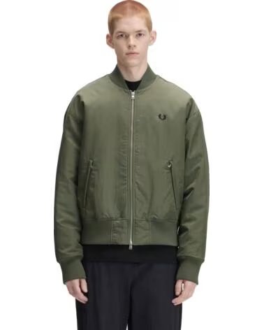 FRED PERRY GIACCA BOMBER TENNIS TRAPUNTATA VERDE OSCURO