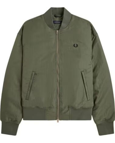 FRED PERRY GIACCA BOMBER TENNIS TRAPUNTATA VERDE OSCURO