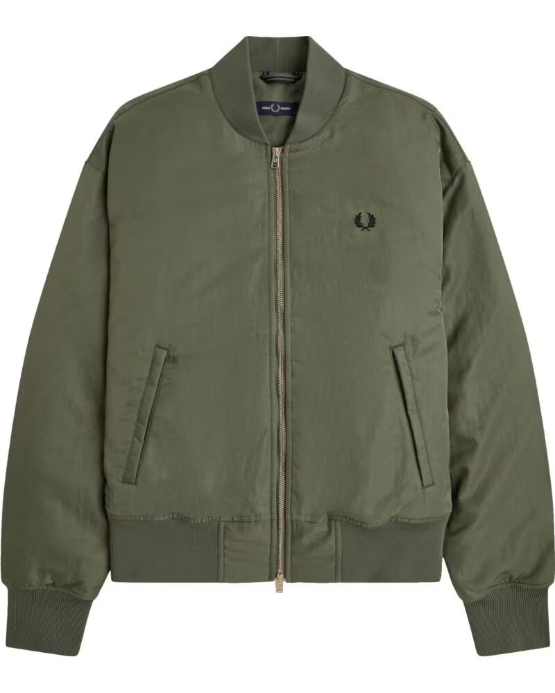 FRED PERRY GIACCA BOMBER TENNIS TRAPUNTATA VERDE OSCURO
