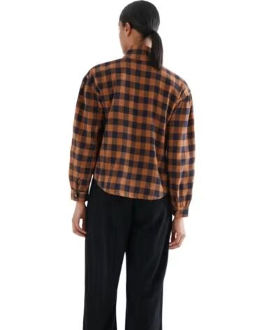 COMPAÑIA FANTÁSTICA BLUSA ESTAMPADA XADREZ COM GOLA LAÇO