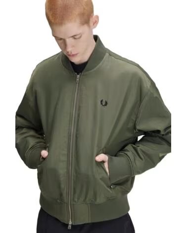 FRED PERRY GIACCA BOMBER TENNIS TRAPUNTATA VERDE OSCURO