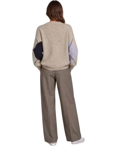 FREQUENT PULL EN MAILLE À MOTIFS LOSANGES POUR FEMME GRIS