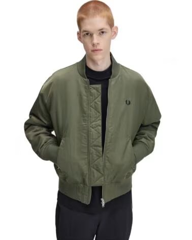 FRED PERRY GIACCA BOMBER TENNIS TRAPUNTATA VERDE OSCURO