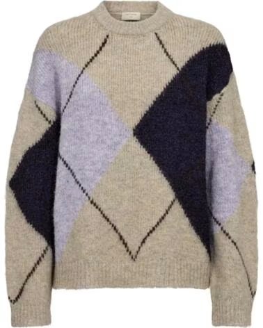 FREQUENT PULL EN MAILLE À MOTIFS LOSANGES POUR FEMME GRIS