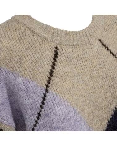 FREQUENT PULL EN MAILLE À MOTIFS LOSANGES POUR FEMME GRIS