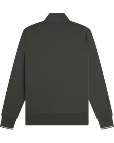 FRED PERRY SWEATSHIRT MIT HALBMOND-REISSVERSCHLUSS FIELD GREEN - OATMEAL