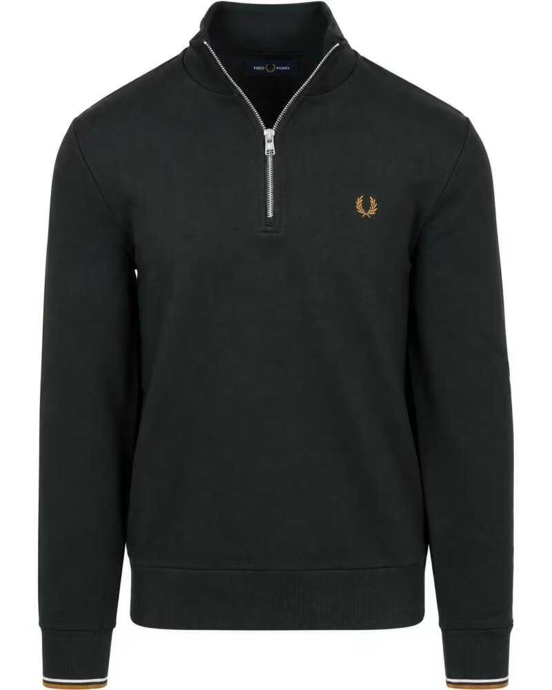 FRED PERRY SUDADERA MEDIA CREMALLERA NIGHT GREEN