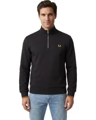 FRED PERRY HALB-REISSVERSCHLUSS SWEATSHIRT ANCHOR GREY - GOLDEN