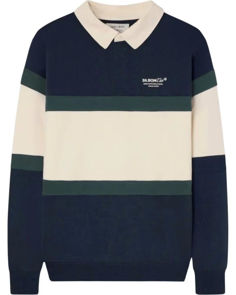 SILBON Polo De Manga Larga Fw261031102242 en azul para hombre AZUL