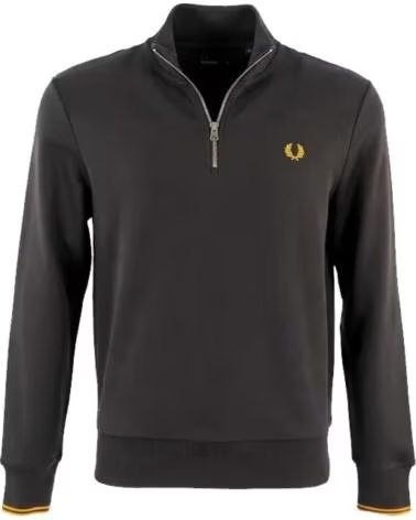 FRED PERRY HALB-REISSVERSCHLUSS SWEATSHIRT ANCHOR GREY - GOLDEN